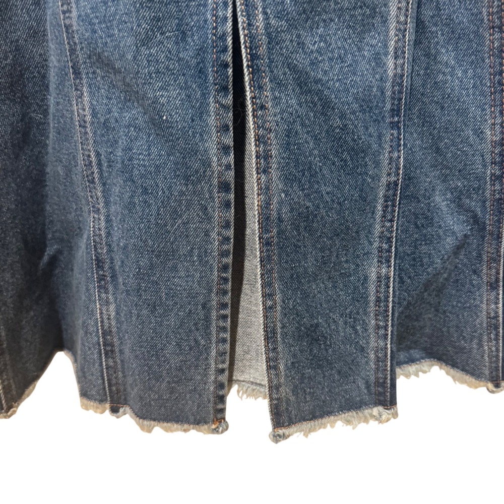 Natural Life Womens Denim Midi Skirt Blue NWT Paneled Frayed Hem size 8 - Picture 5 of 10